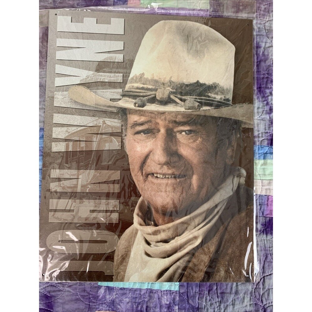 John Wayne Tin Metal Sign 12.5x16 Western The Duke Man Cave Wall Decor Garage